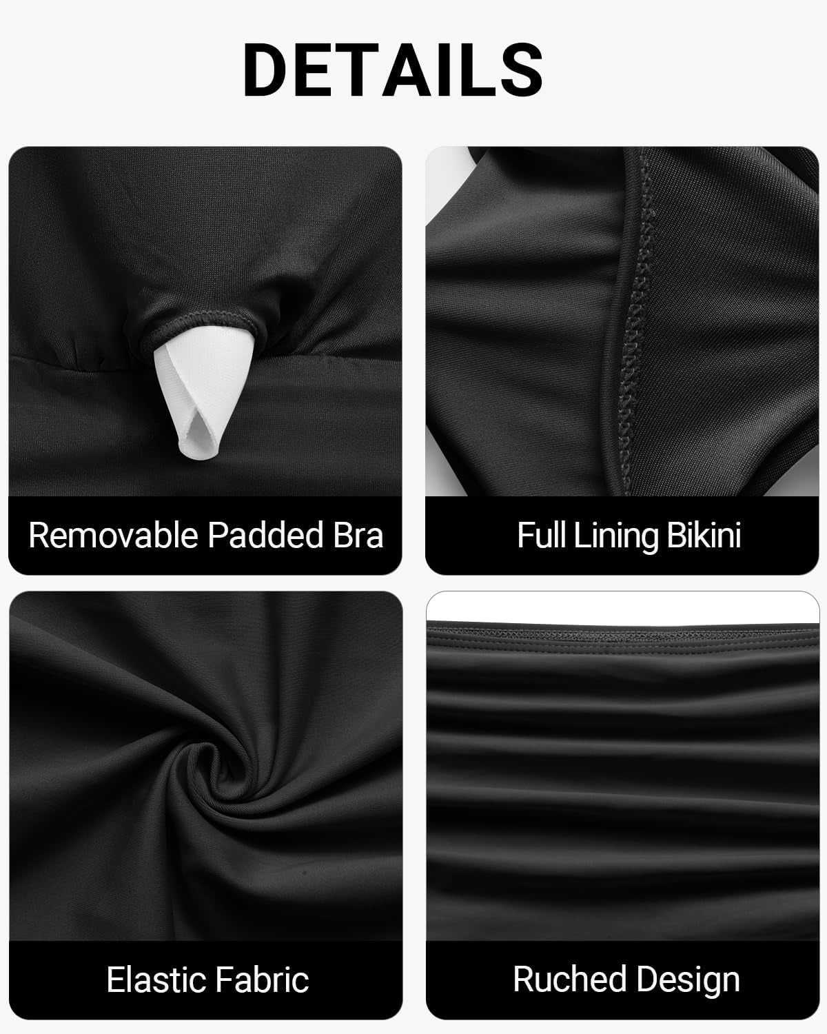 plus Size Two Piece Bikini Swimsuits - High Waisted Tummy Control Women Bathing Suits with Ruffle Sleeve Swimwear