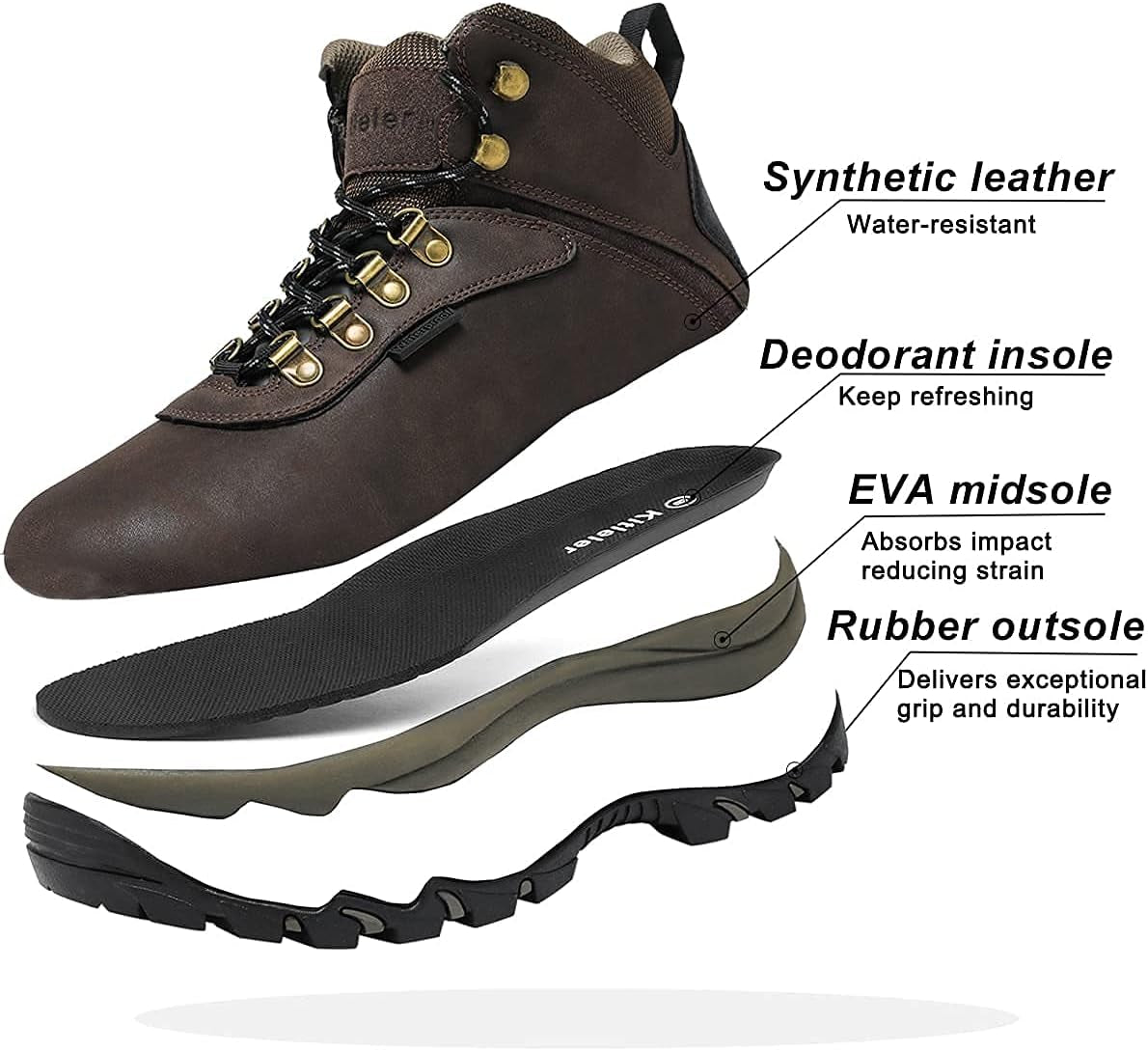 Mens Waterproof Hiking Boots Lightweight Outdoor Work Boots Hiking Shoes