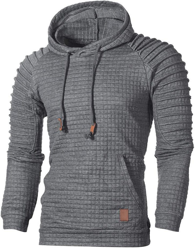 Plus Size Men Hoodie Hoody Sweatshirt Long Sleeve Pullover Winter Top (Dark Gray,L)