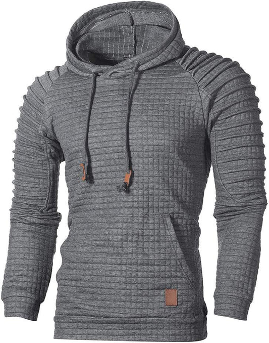 Plus Size Men Hoodie Hoody Sweatshirt Long Sleeve Pullover Winter Top (Dark Gray,L)