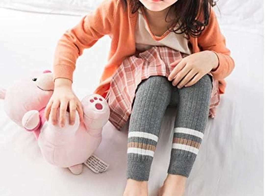 Little Baby Girls Ankle Length Knit Footless Tights Cable Knit Leggings