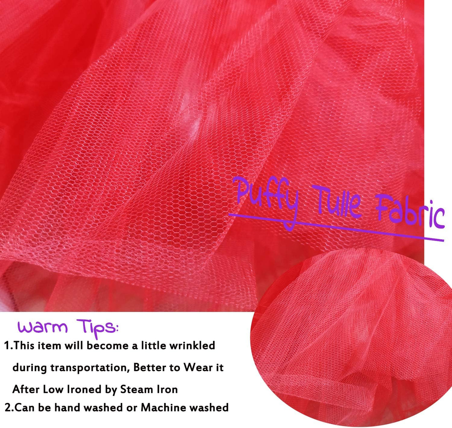 Women'S Classic 6 Layered Puffy Mini Tulle Tutu Bubble Halloween Tutu Skirt Rose Red Fuchsia Small