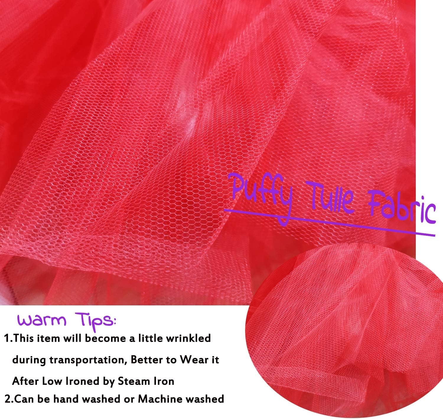 Women'S Classic 6 Layered Puffy Mini Tulle Tutu Bubble Halloween Tutu Skirt Rose Red Fuchsia Small
