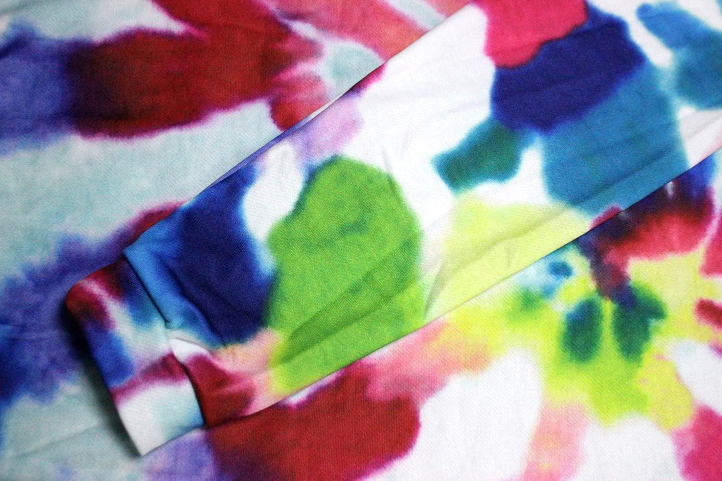 Womens Tie Dye Hoodie V Neck Long Sleeve Loose Pullover Casual Drawstring Hooded Sweatshirts Tops Red