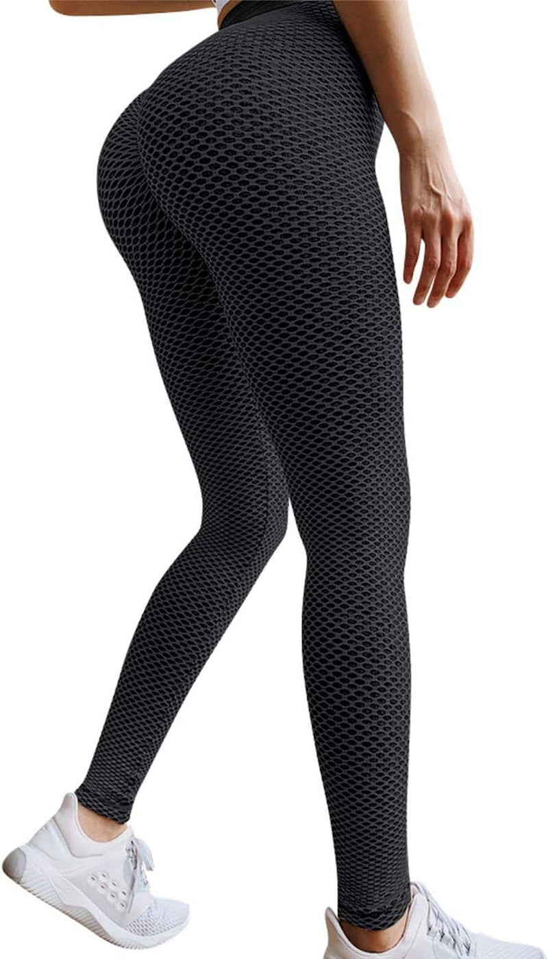 Sexy Butt Lifting Workout Leggings for Women Textured Booty High Waist Yoga Pant(S,3-Dark Grey)