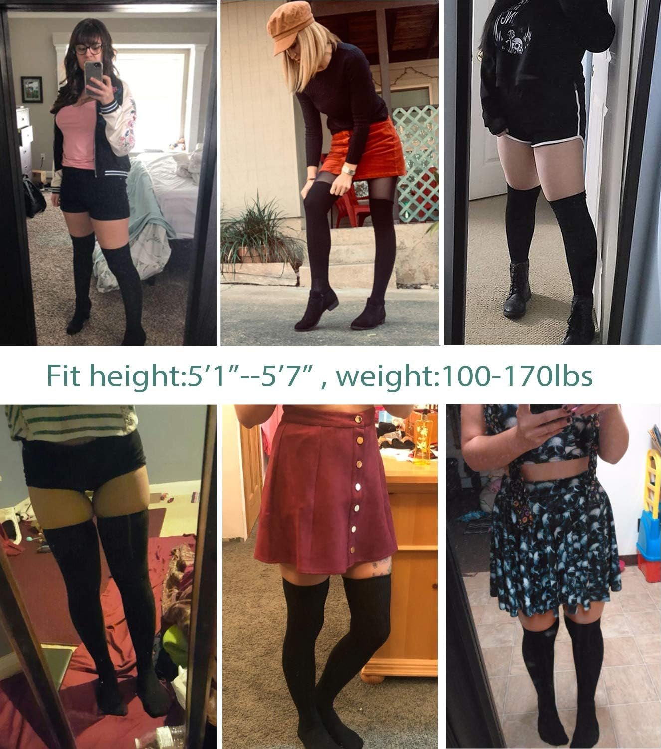 Women Thigh High Socks Extra Long Cotton Knit Warm Winter over the Knee Long Boot Stockings Black (2 Pairs (1 Black+1 Dgrey))…