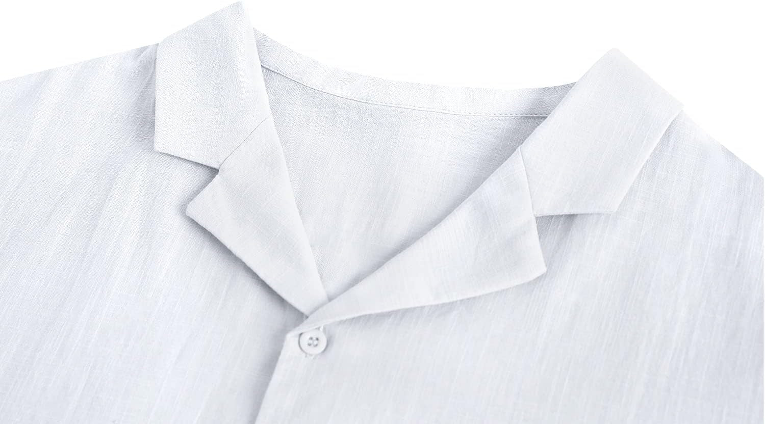 Men'S Cotton Linen Shirt Short Sleeve Camp Shirt Hippie Casual Summer Beach Shirts White